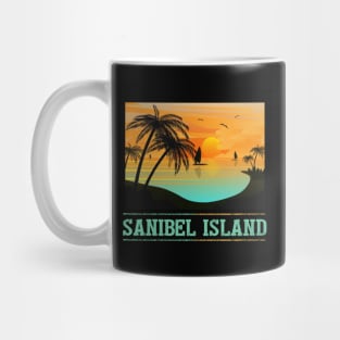 Retro Sanibel Island Florida Tropical Sunset Beach Vacation Mug